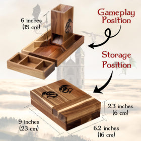 Tapeera magnetic-dice-tower flaps ensure fair, randomized rolls during play.