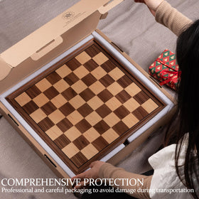 A&A 2-in-1 chess and checkers board for two games on one surface.