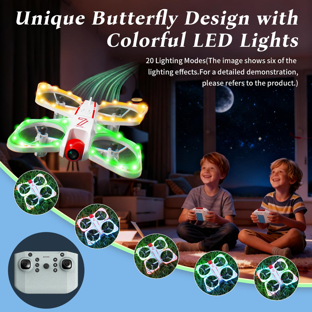 A ALPHA kid-friendly design with propeller guards for safe indoor play.