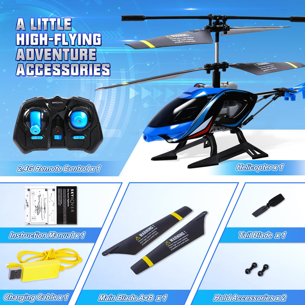 A ALPHA educational toy helicopter teaches responsibility through charging and timing
