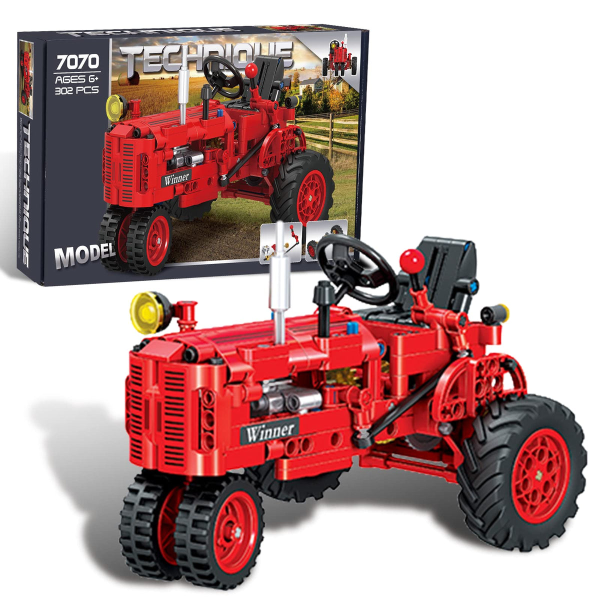 A XINAO TOYS Classic red tractor front view supports imaginative play.