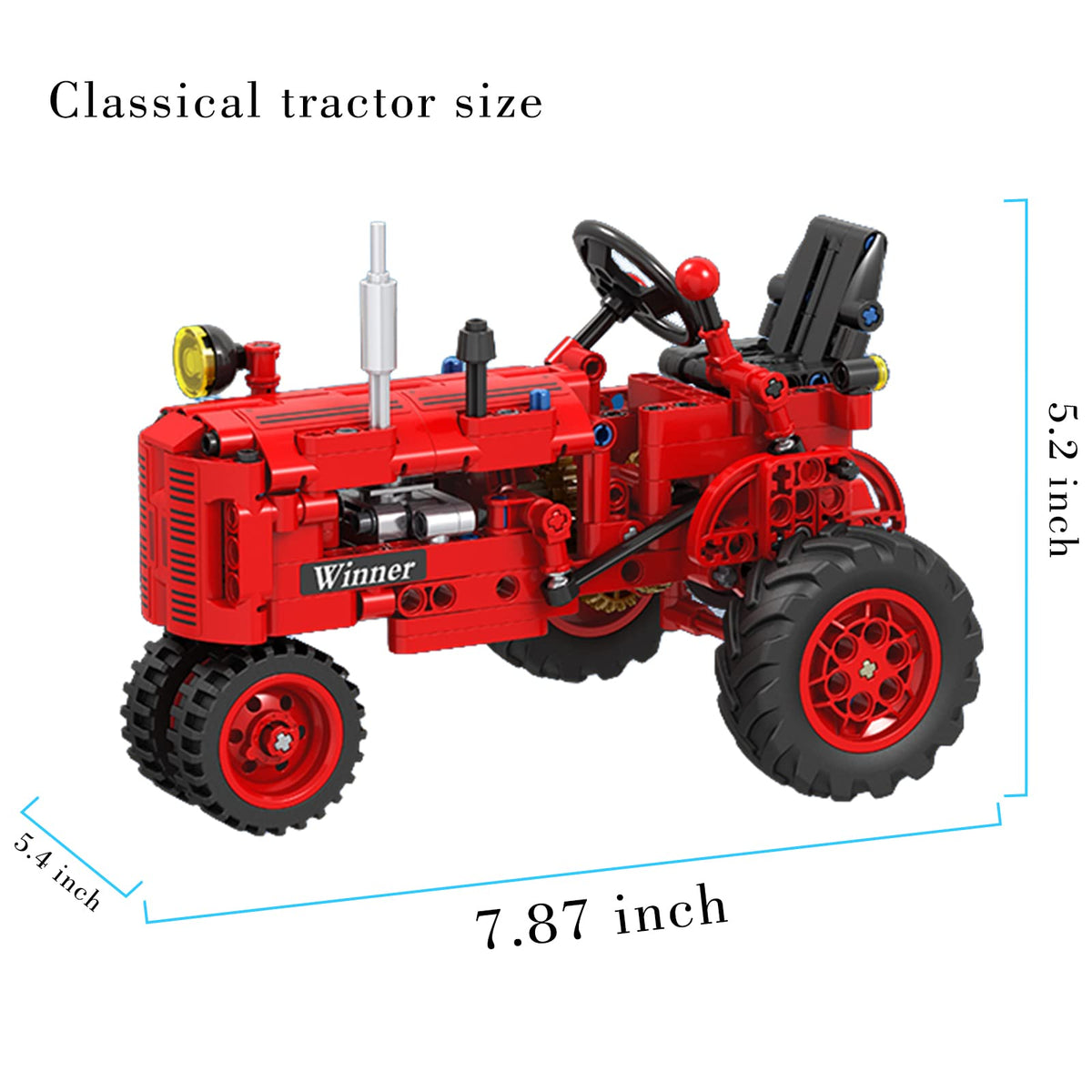 A XINAO TOYS Classic red tractor side view highlights sturdy design for long-lasting play.