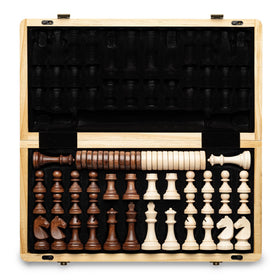 A&A 15-inch magnetic wooden chess board folding for a stable playing surface.