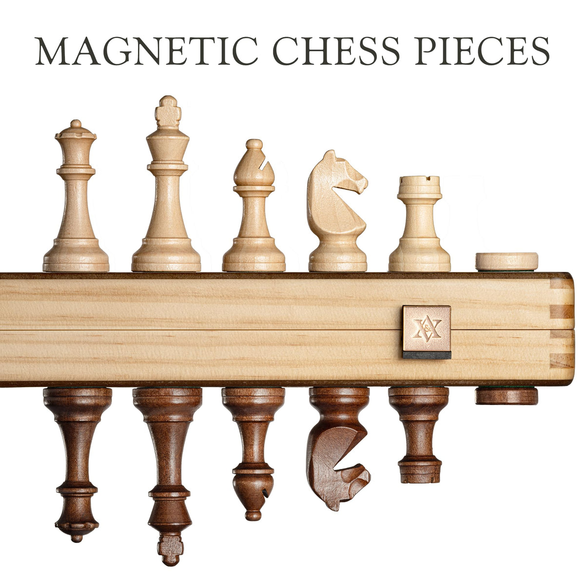 A&A built-in tray keeps pieces organized at opening.
