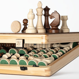 A&A Staunton 3-inch king set featuring German knight detail for authentic design.