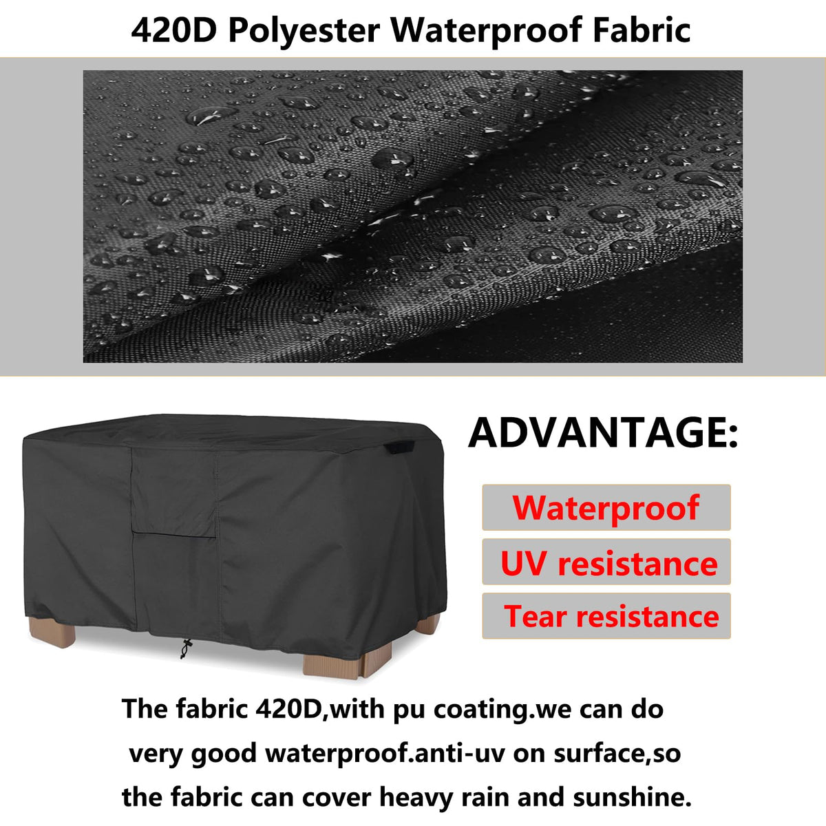 Aacabo defoliation-prevention cover shields the sand table from leaves and dirt.
