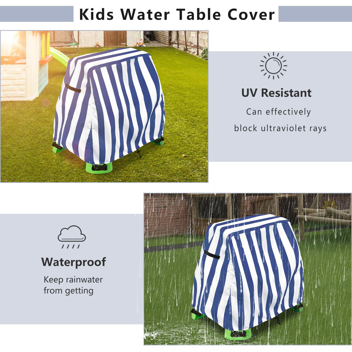 Aacabo water table cover with bottom drawcord for snug fit