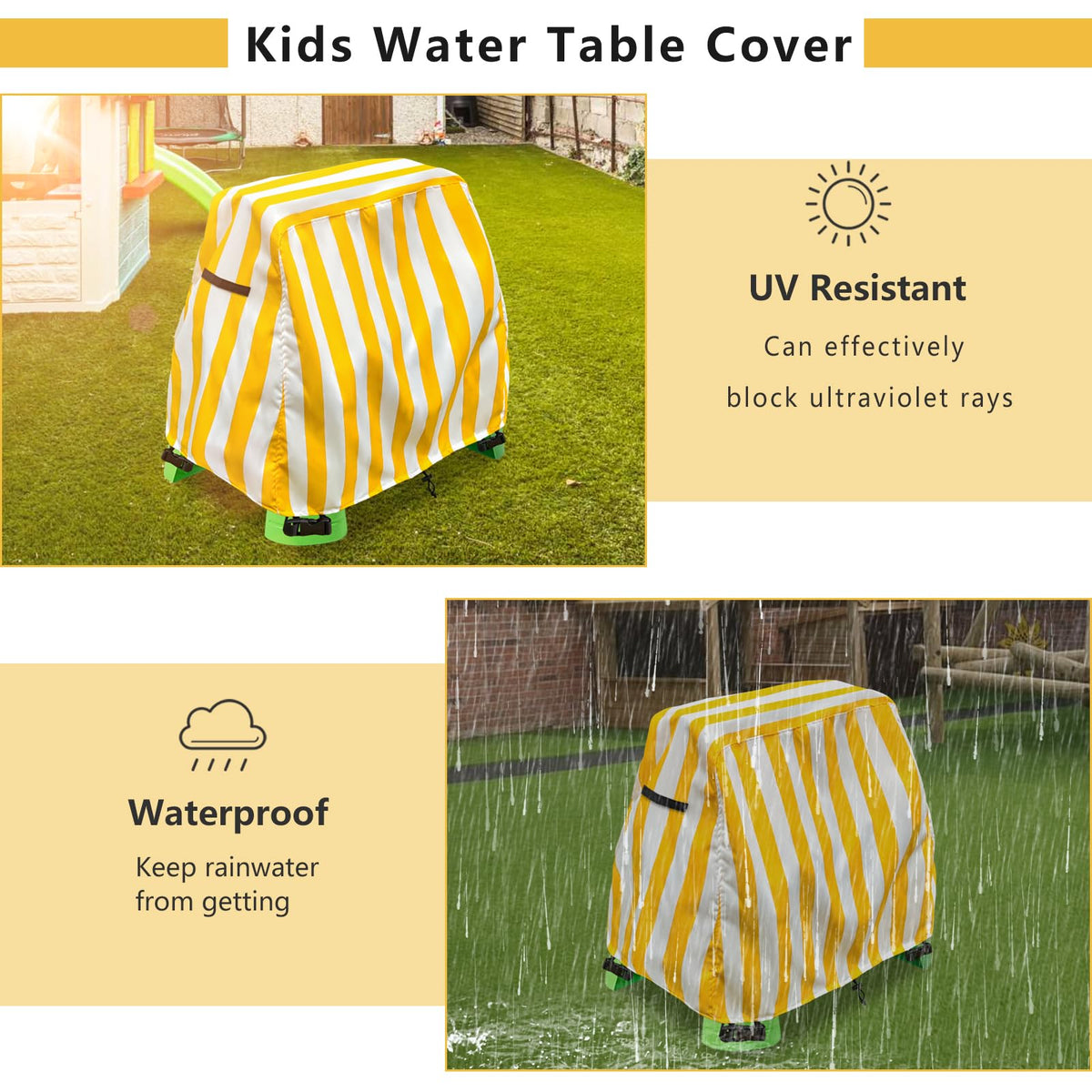 Aacabo water table cover is quick to put on and remove.