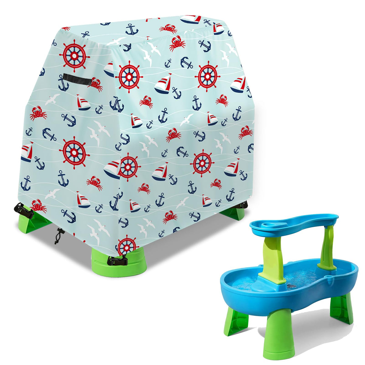 Aacabo water table cover protecting play surface from rain showers.