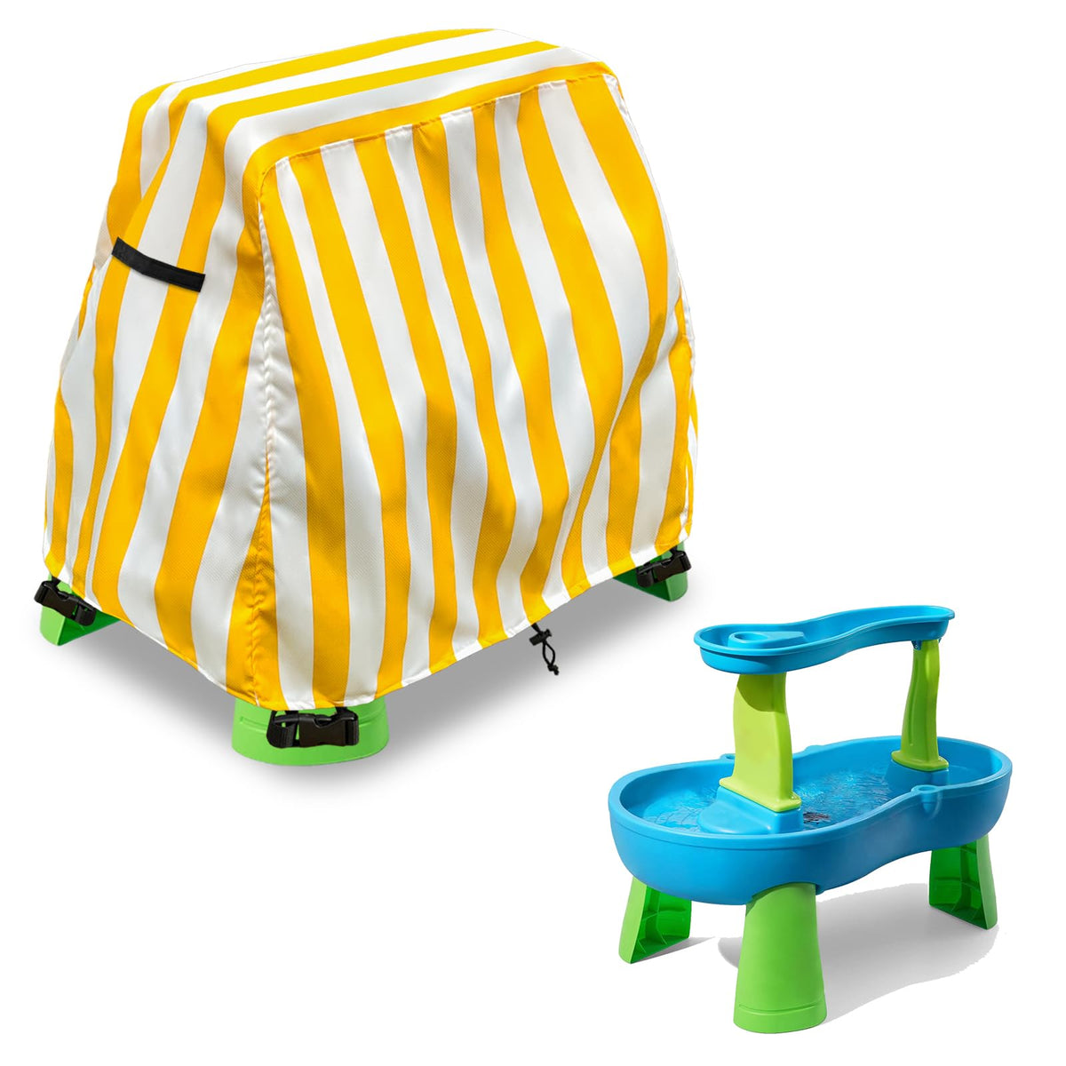 Aacabo water table cover shields from rain and splashes for outdoor play.