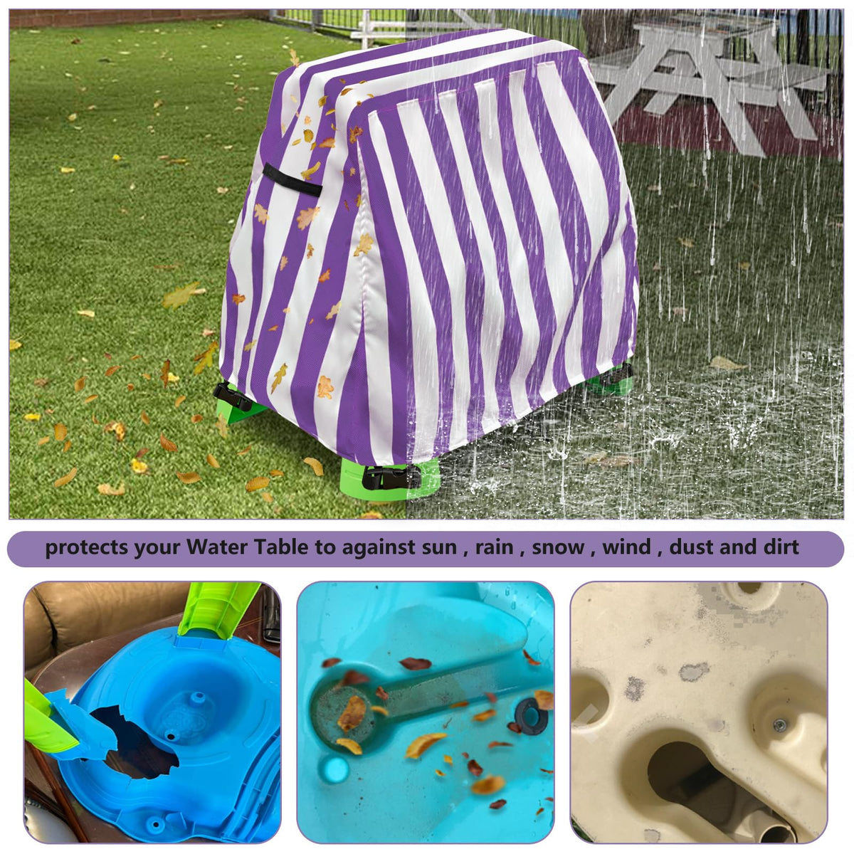 Aacabo cover features snap fasteners and drawcord for secure fit.