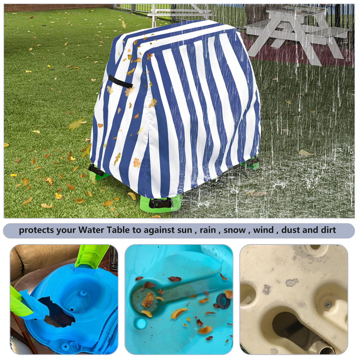 Aacabo water table cover showing waterproof base coat for outdoor use