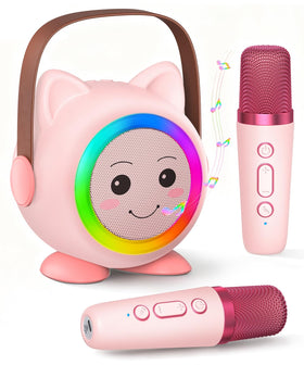 Aadmd mini karaoke machine pink front view highlighting kid-friendly design