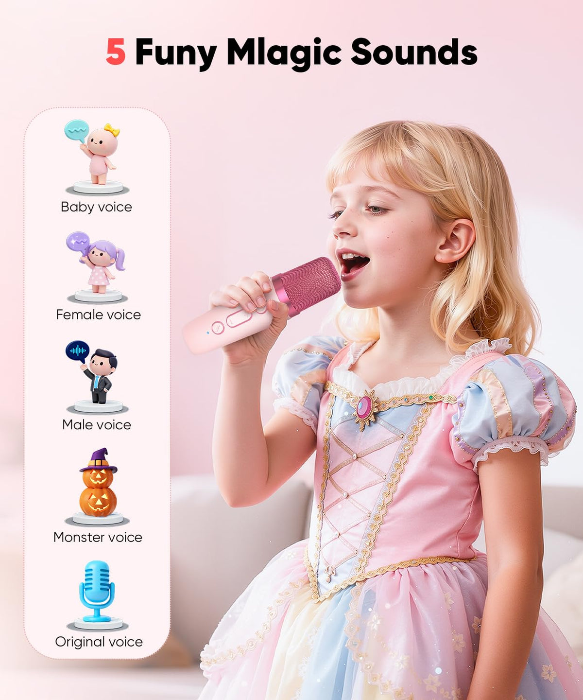 Aadmd two wireless microphones for kids enabling duo singing