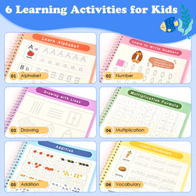 AALGO Alphabet grooved book promotes neat letters with progressive difficulty.