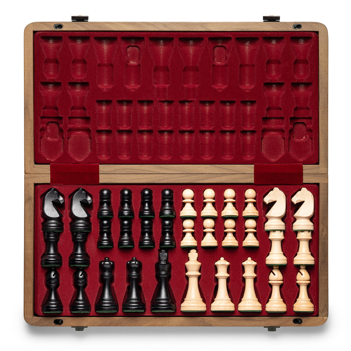 A&amp;A Premium Folding Chess Board natural walnut surface for stable play