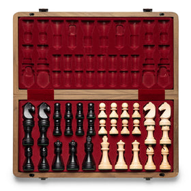 A&amp;A Premium Folding Chess Board natural walnut surface for stable play
