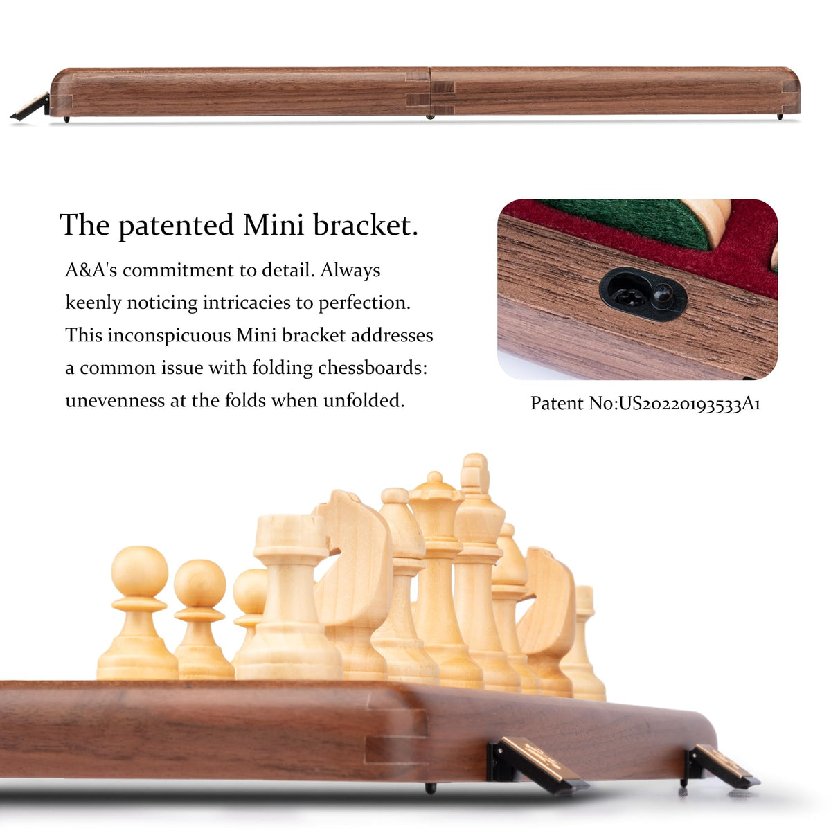 A&amp;A Staunton chess pieces 3-inch king for comfortable grip and visibility