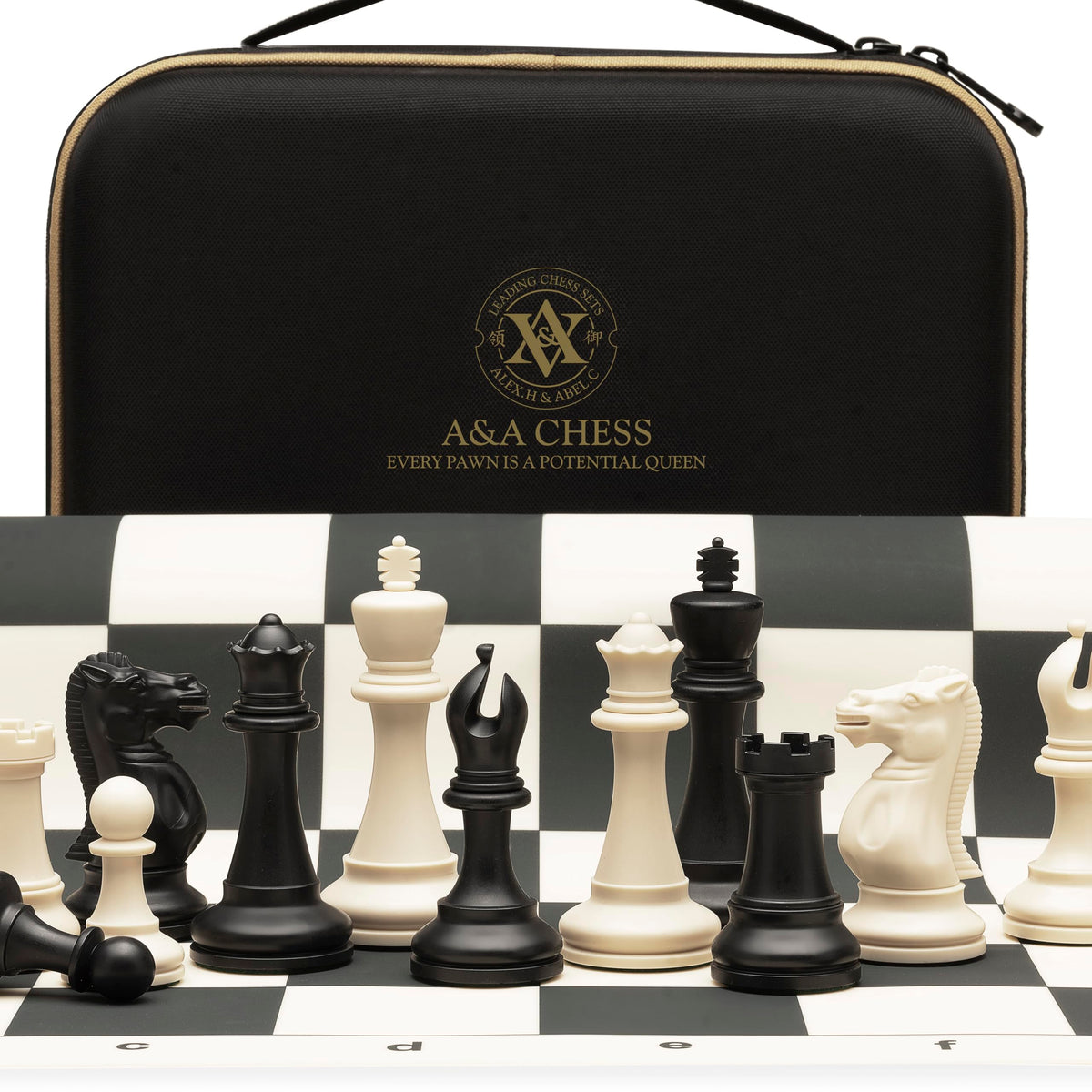 A&A tournament chess set foldable silicone board for travel-friendly play