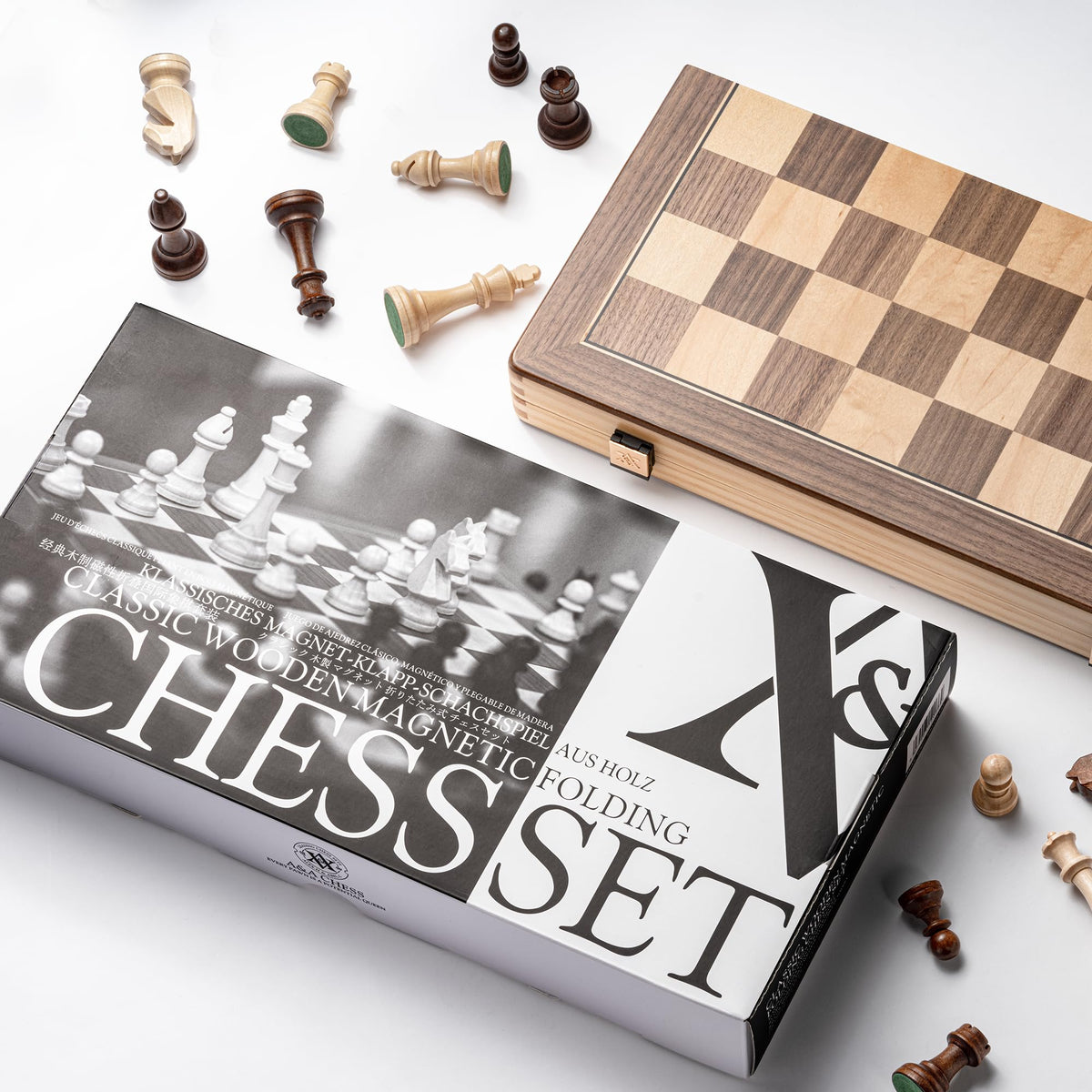 A&amp;A walnut and maple inlay on a pine box adds premium appeal.