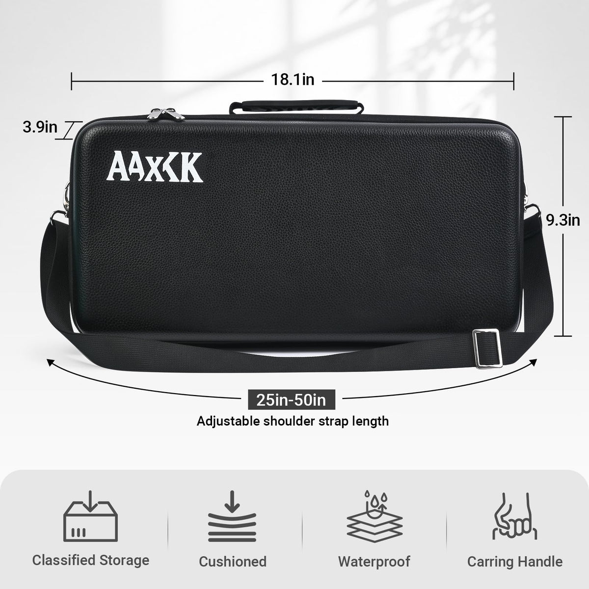 Adjustable strap and handle offer versatile portability