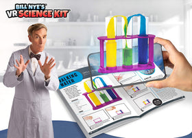The 50-piece science kit includes beakers and measuring tools for activities