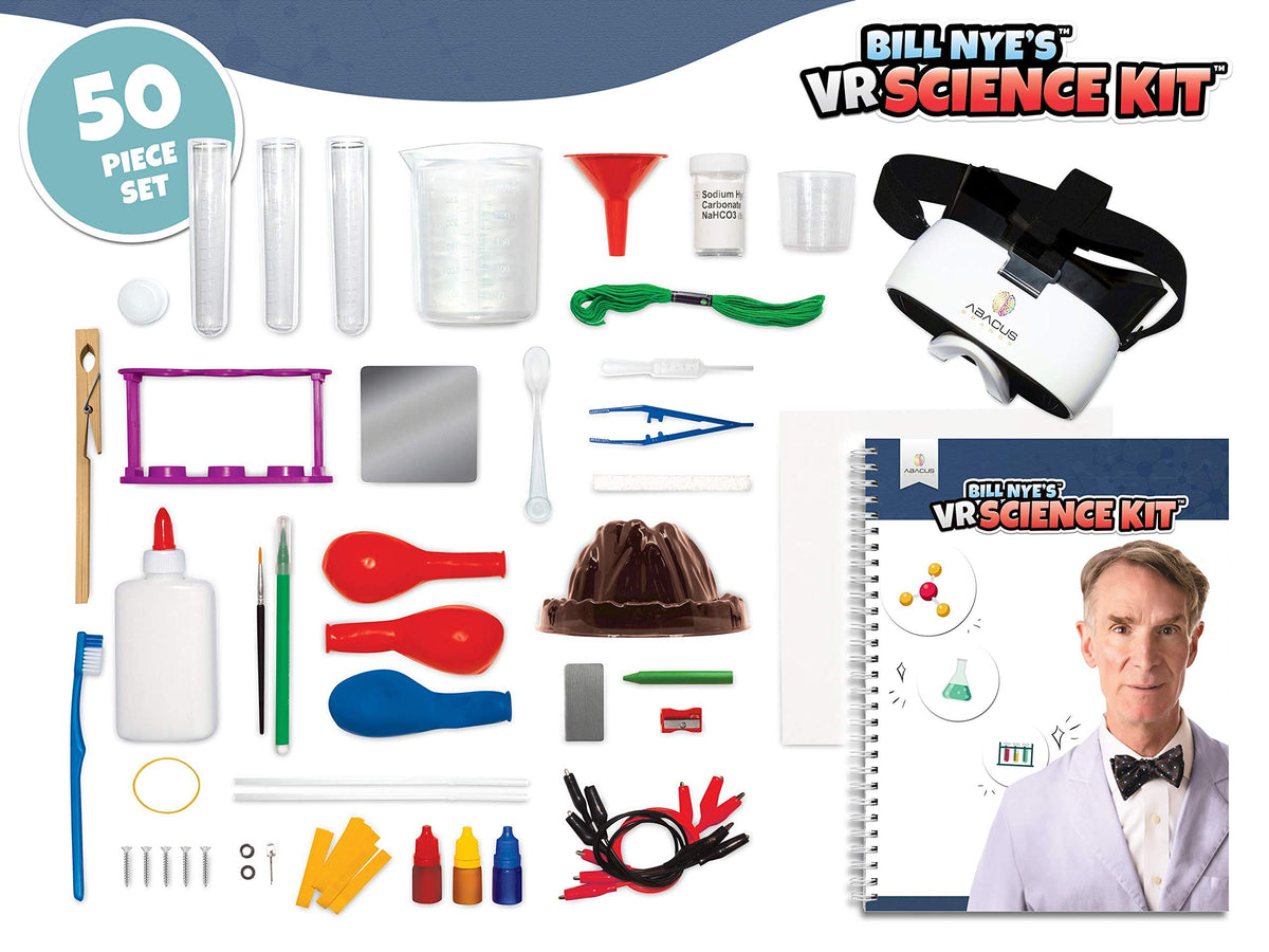 Beakers and measuring cups from the kit enable hands-on measurements