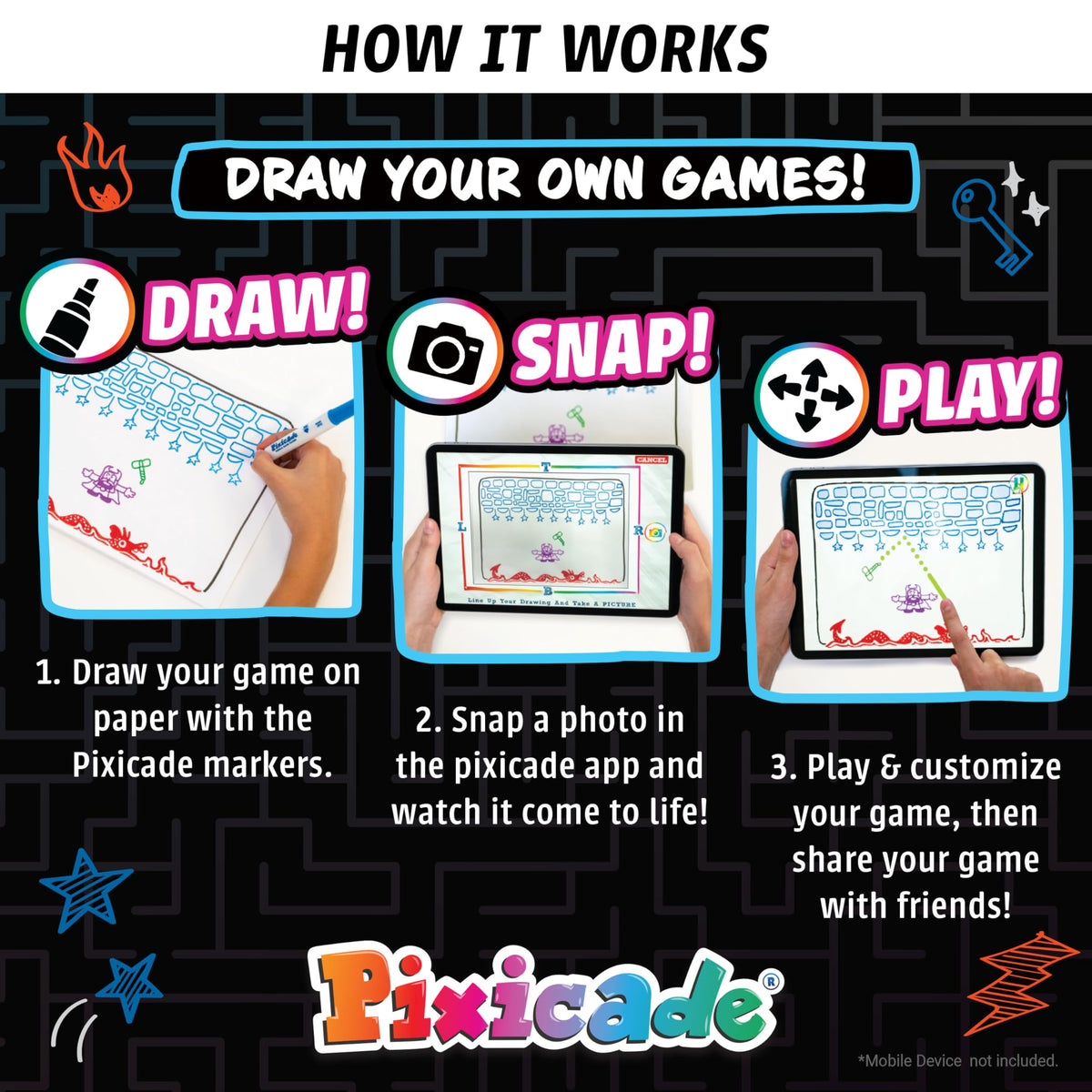 Abacus Pixicade mobile studio lets kids design and share custom levels on the go.