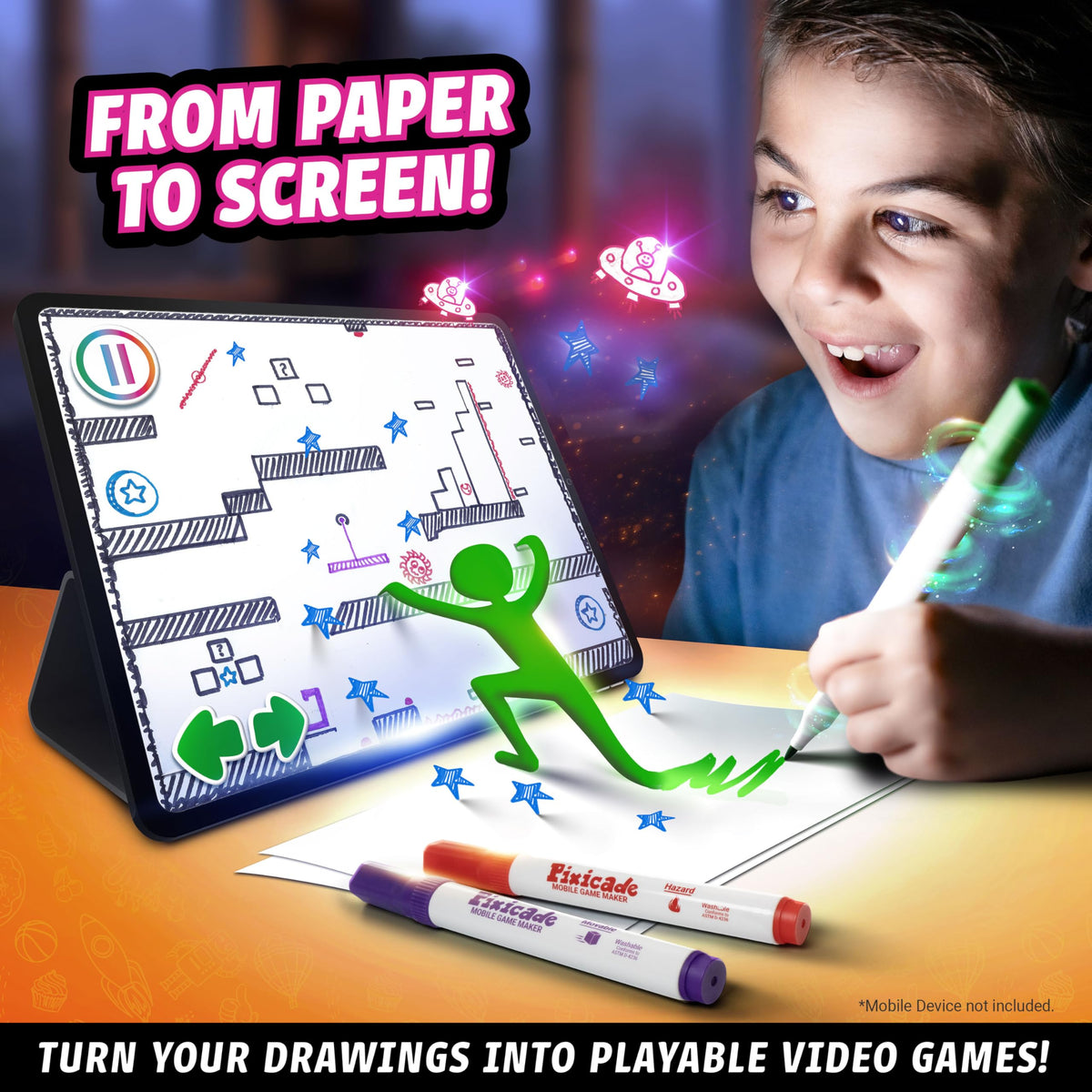 Abacus Pixicade snap-and-play captures drawings quickly to create arcade-style adventures.