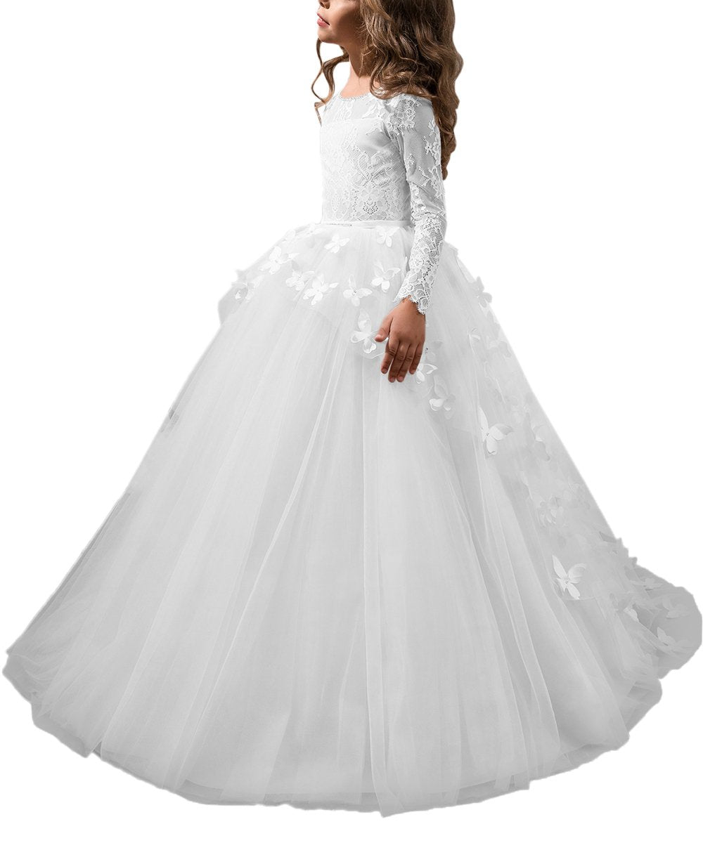ABaoWedding Lovely Flower Girl Dress front view with lace detail for weddings