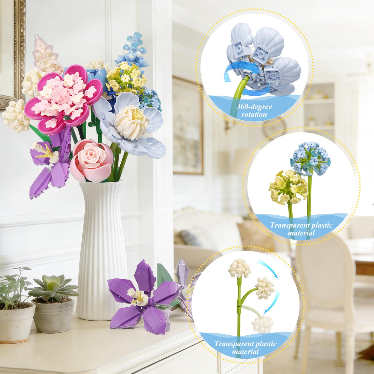 Abbabby blue iris element for a playful, creative display