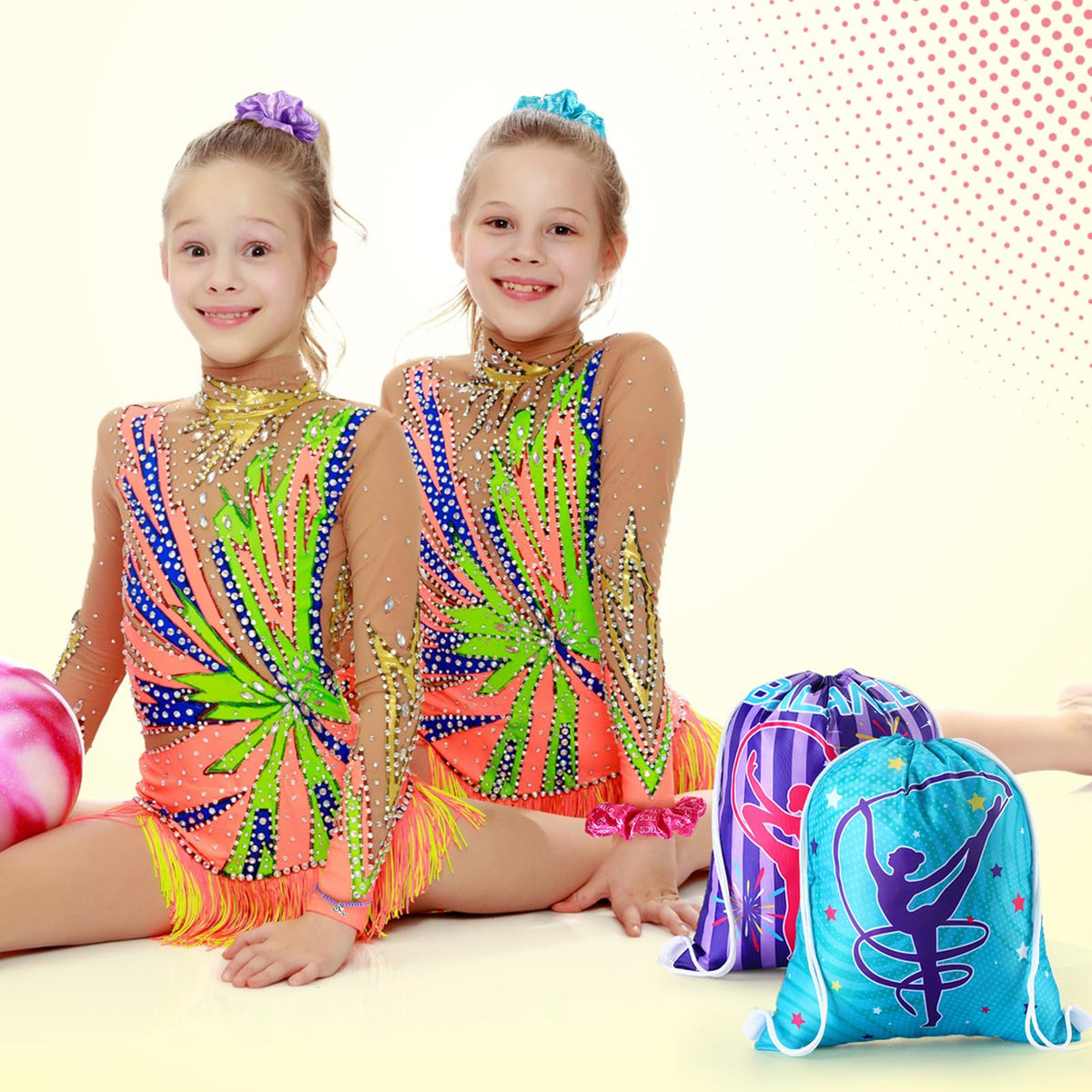 Abbylike gymnastics scrunchie hair tie ensures secure wear during play.