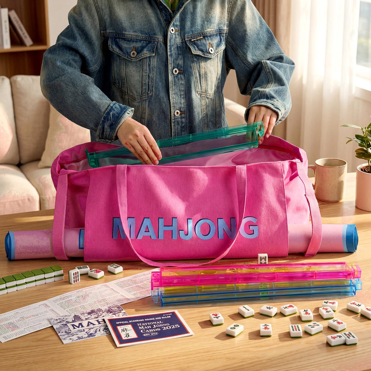 Abbylike back pocket for rule cards and shufflers for quick organization.