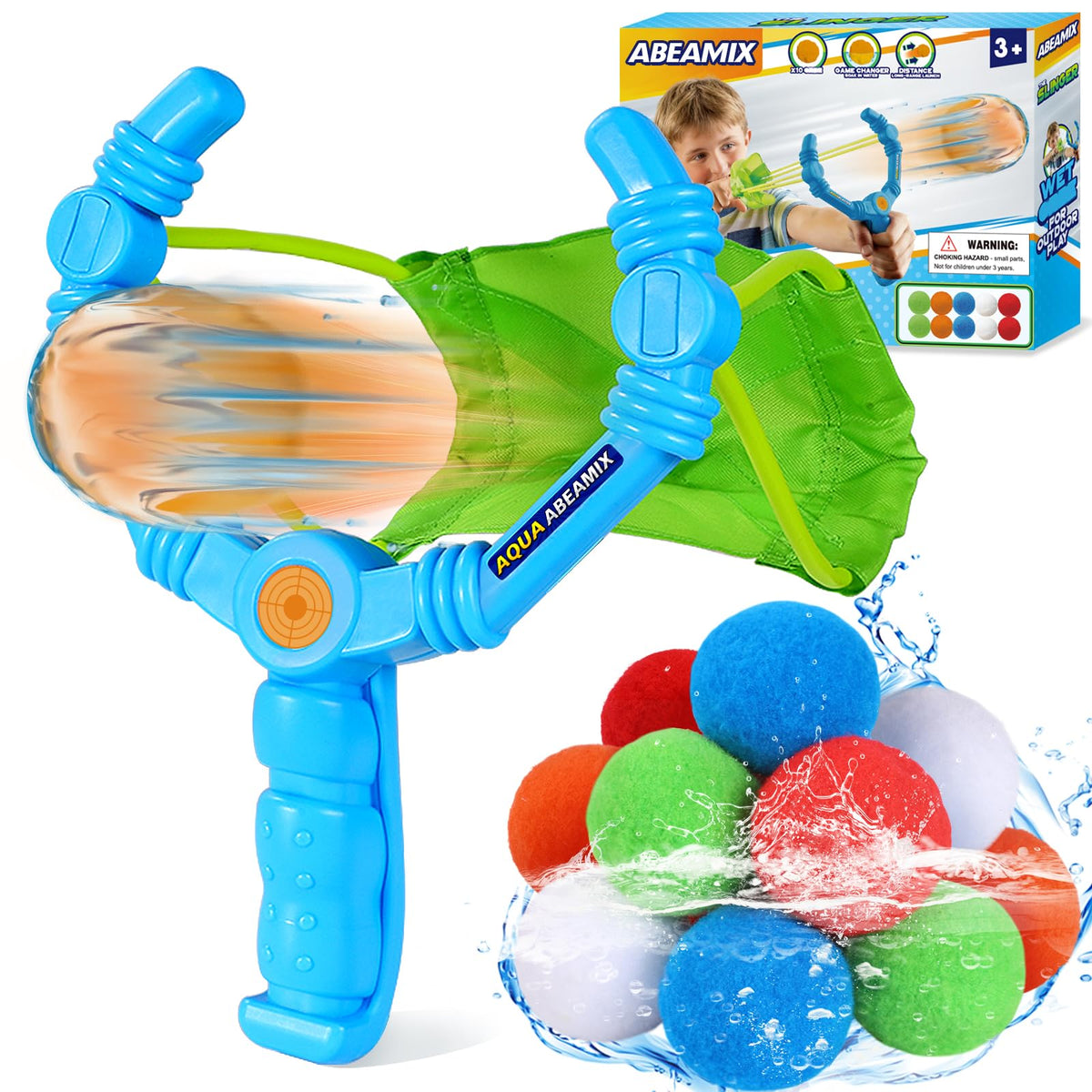 ABEAMIX reusable water balloons set of 10 in vibrant colors for outdoor water fights.