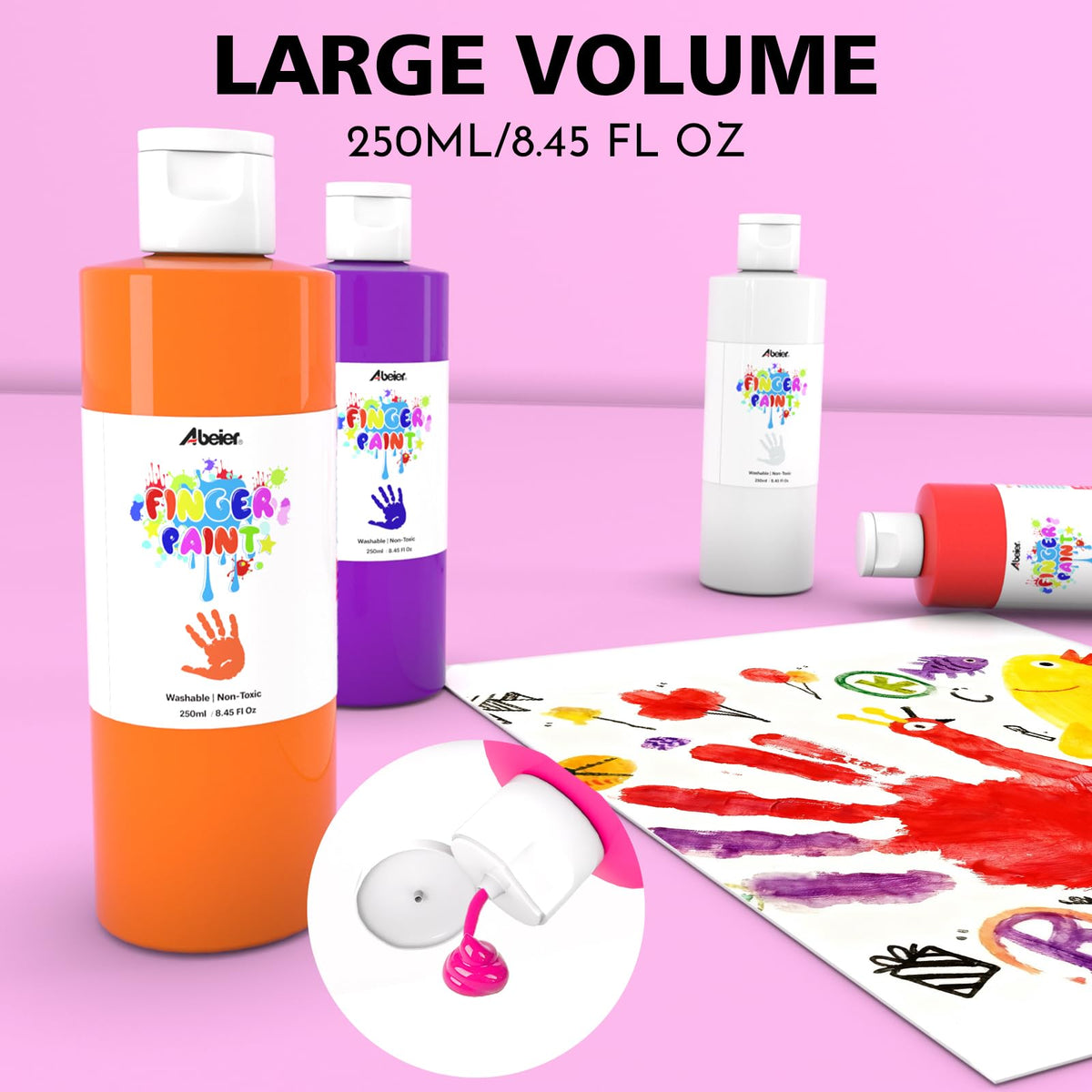 ABEIER creamy-texture finger paints glide smoothly for easy doodling