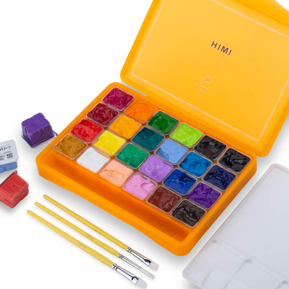 ABEIER HIMI gouache palette showing vibrant colors for detailed painting and blending.