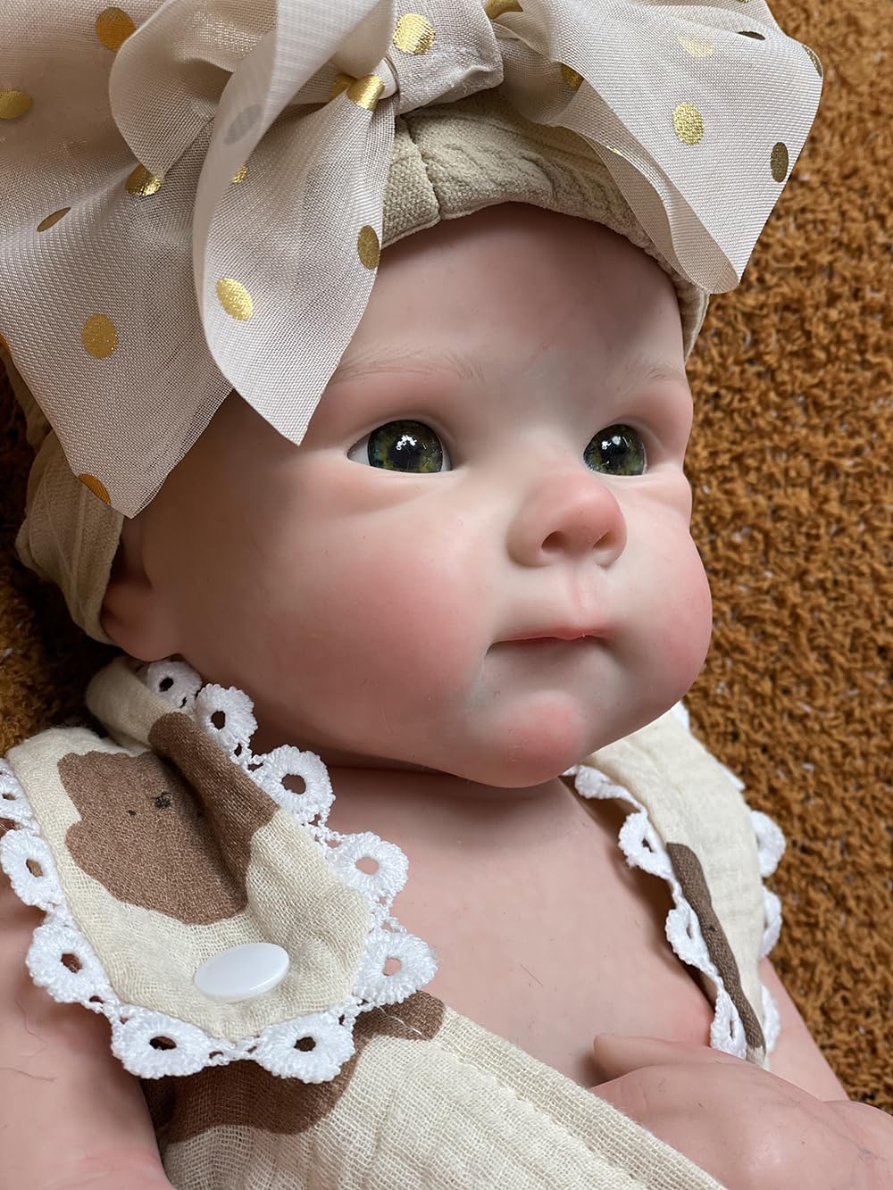 Realistic skin texture and wrinkles on the silicone baby doll