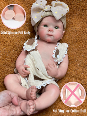 Abenduot silicone baby doll with solid body for lifelike posing