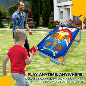 ABERLLS cornhole-target-board-setup allows quick backyard competition.