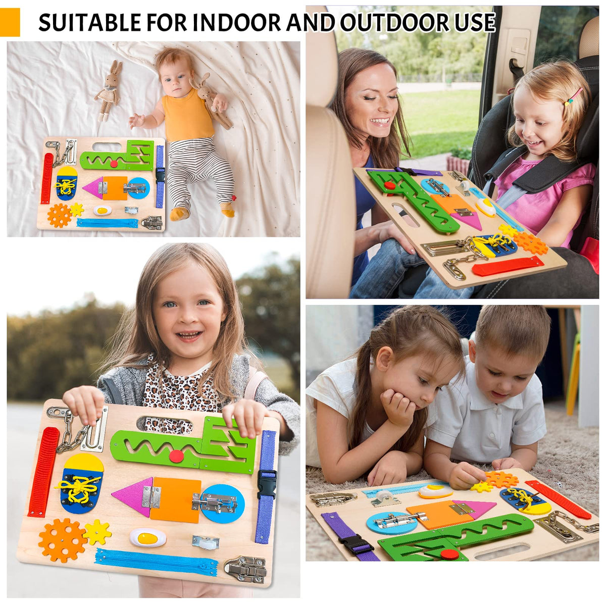 ABERLLS Montessori Busy Board button module promotes pinching and controlled movement.