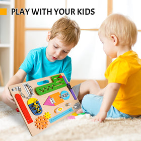ABERLLS Busy Board gears area builds dexterity through turning actions.