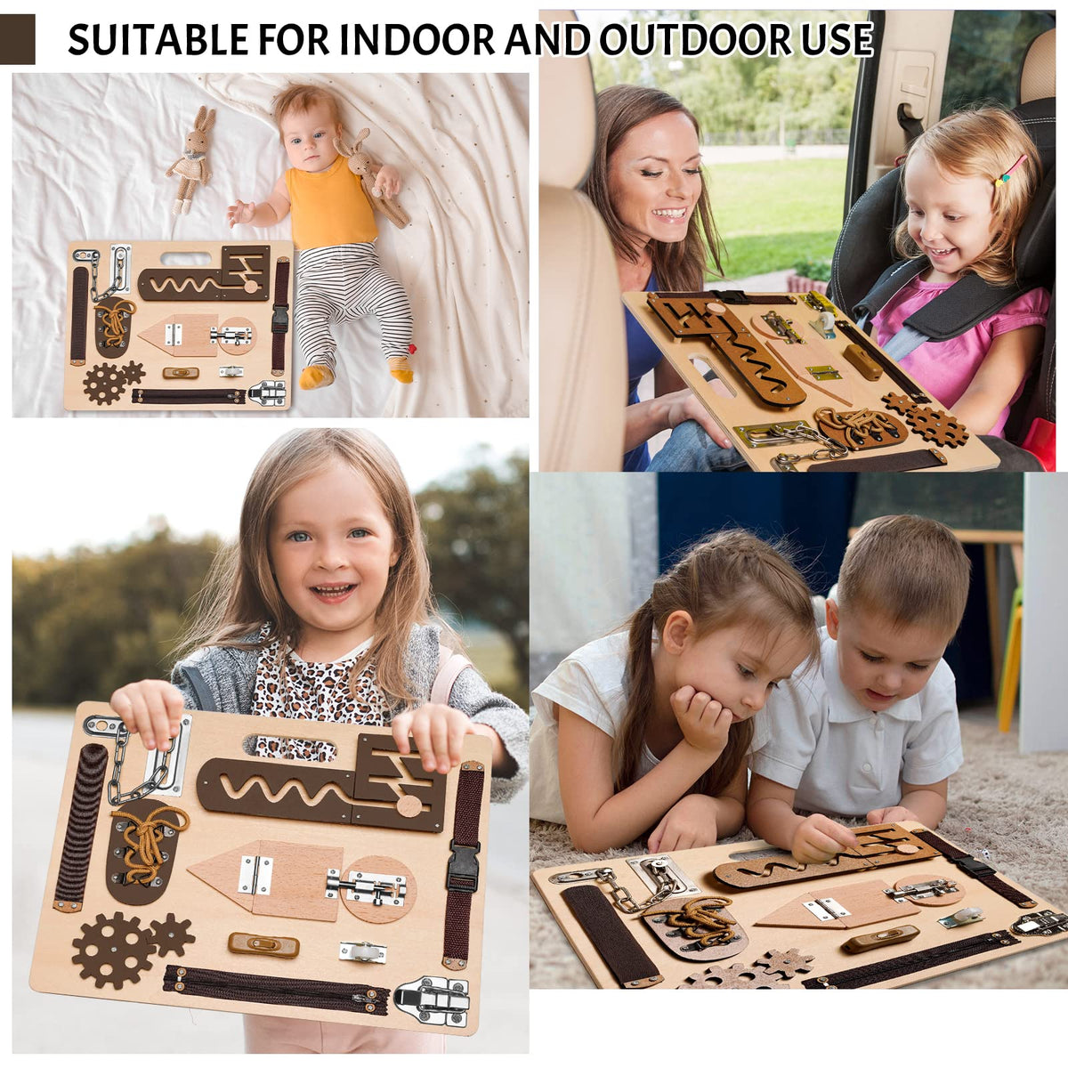 ABERLLS Busy Board key-lock section introduces daily life skills play.