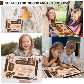 ABERLLS Busy Board key-lock section introduces daily life skills play.