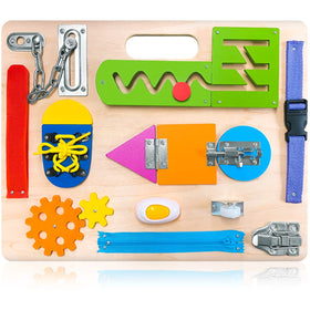 ABERLLS Montessori Busy Board latches boost fine motor skills during independent play.