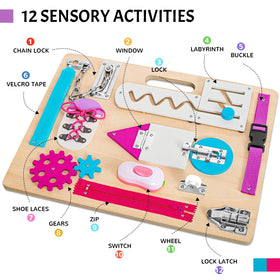 ABERLLS Busy Board Velcro strip promotes tactile exploration and coordination
