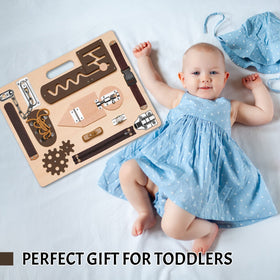 ABERLLS Busy Board zipper encourages hand-eye coordination during pretend dressing.