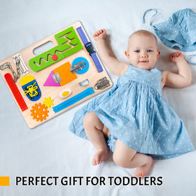 ABERLLS Busy Board zipper helps finger strength and sequencing for tasks.