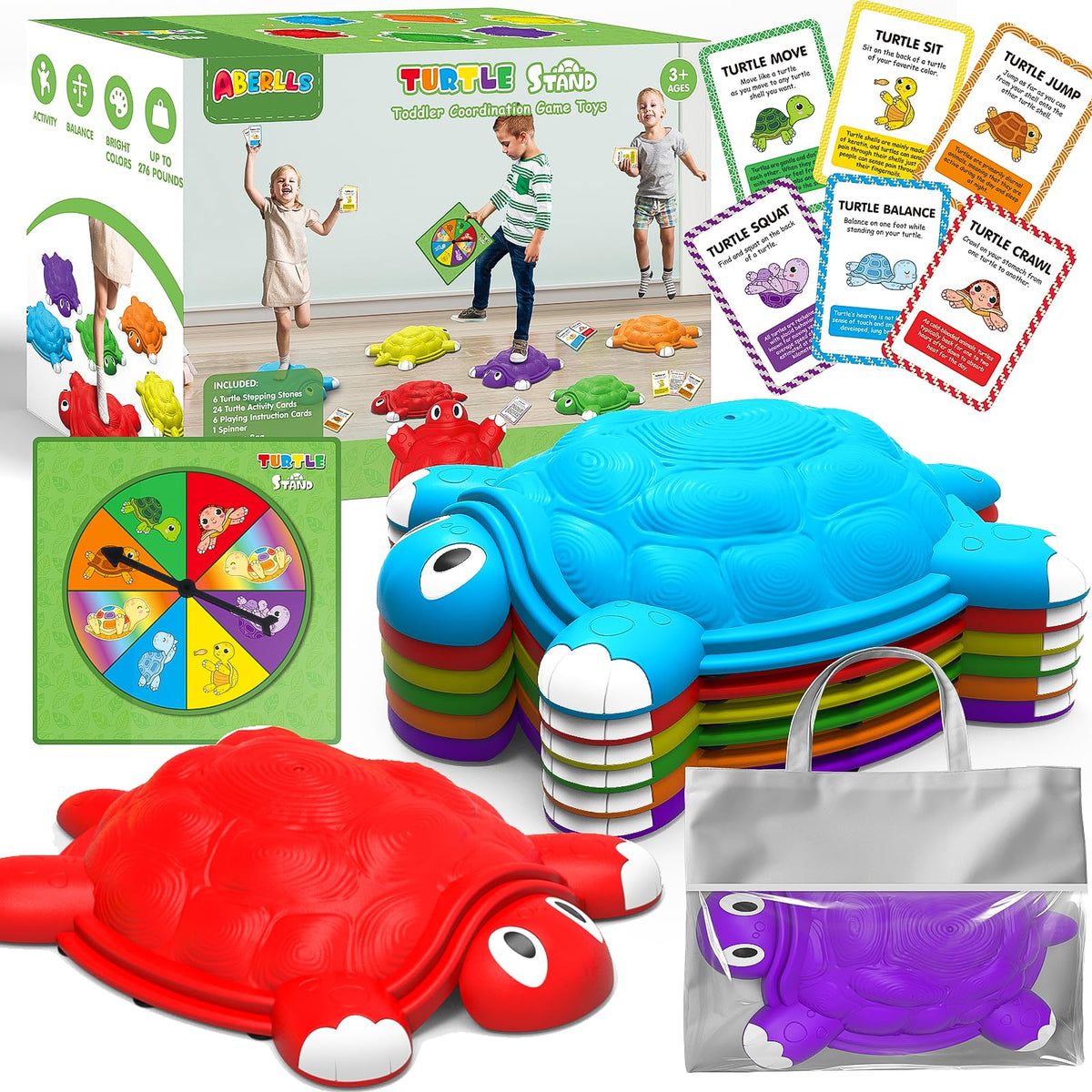 ABERLLS turtle stepping stones set boosts balance and motor coordination for kids.