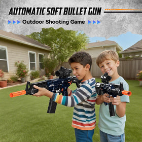 Abifny foam blaster with 100 darts pack ready for group play.