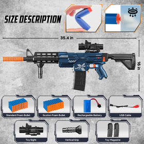 Abifny long-range foam blaster reaches 30-50 feet for extended play.